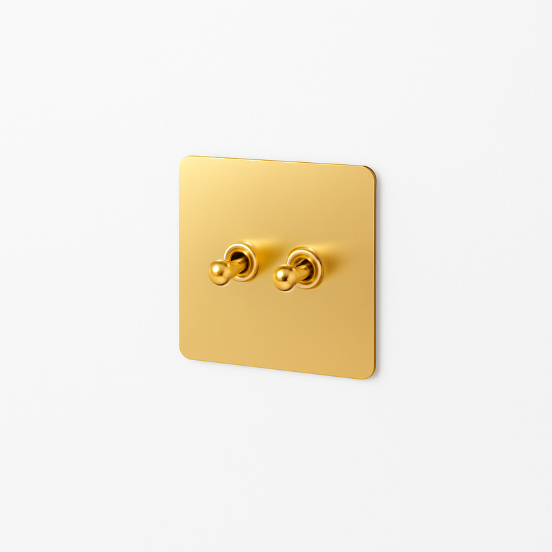 Prise TV en acier doré brossé et bords arrondis