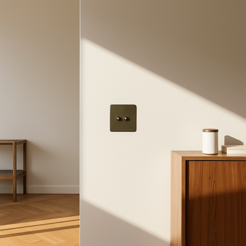 Prise TV en acier gris brossé bords arrondis