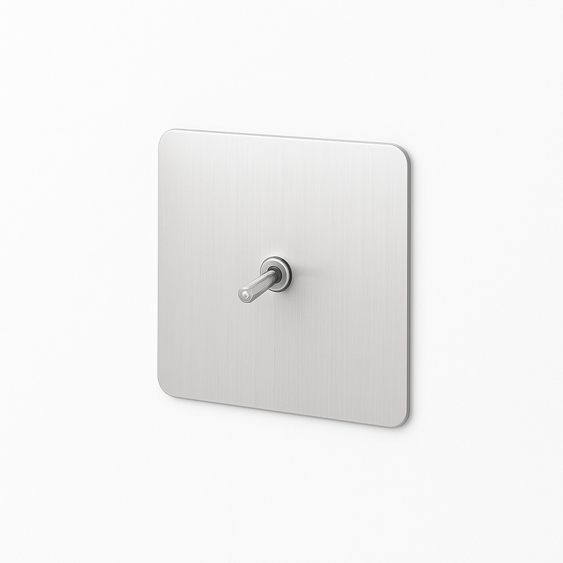 Prise TV en acier gris clair brossé bords arrondis