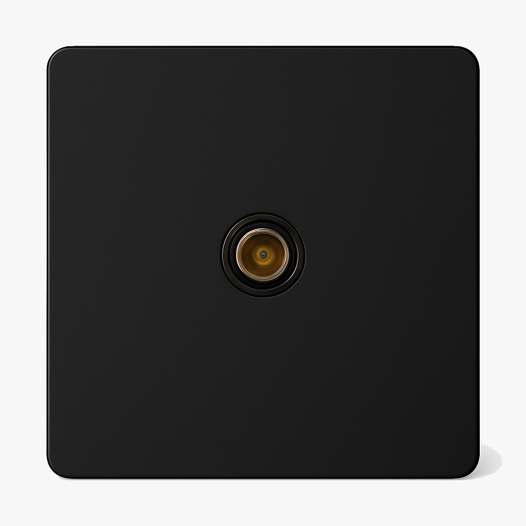Prise TV en acier noir mat bords arrondis