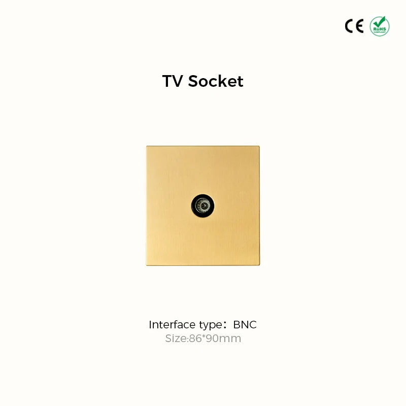 Prise TV en acier doré brossé