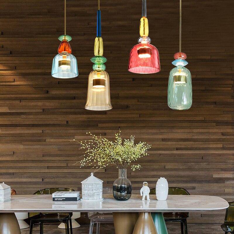 Suspension design à LED en verre coloré Illumy - vue 5 sur 12