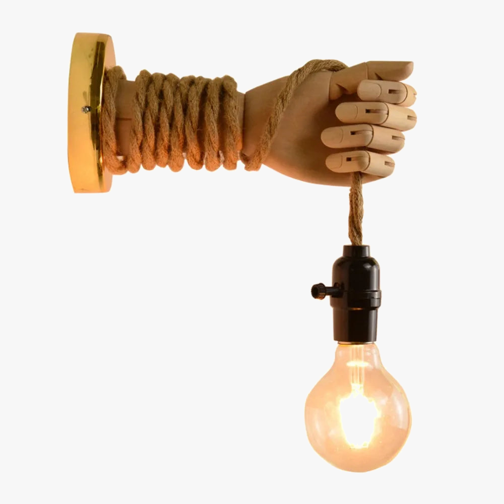 Rétro industriel Loft chanvre corde appliques créative main forme applique murale couloir allée Bar Restaurant E27 lampe de décoration murale