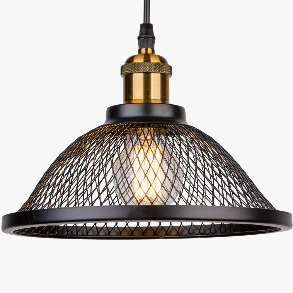 Rétro LED Vintage noir fer Net-Cage cuisine suspension lampe suspendue pour chambre salon Restaurant luminaire
