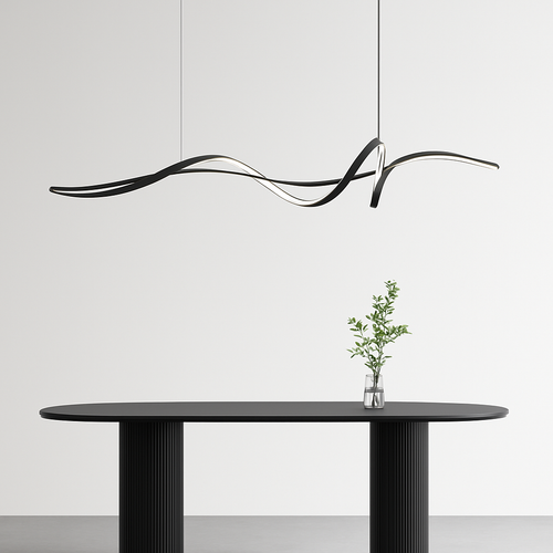 ruban forme Design salle à manger LED lustre en aluminium simplicité salon maison décoration intérieure éclairage de Table