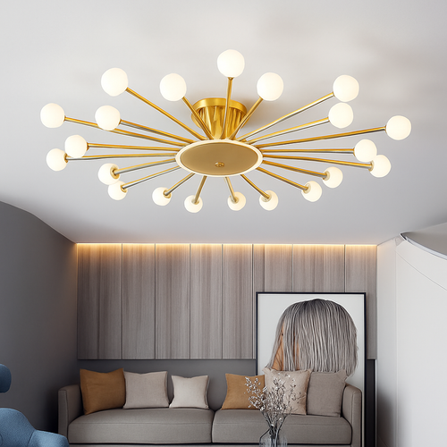 sandyha lustre moderne en métal avec boule de verre