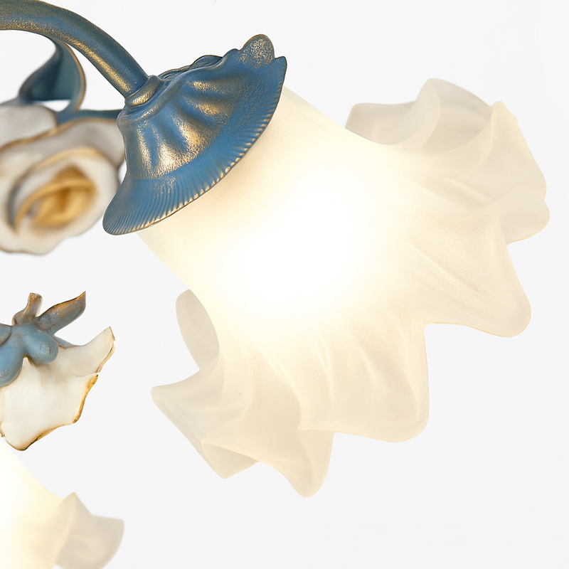 SANDYHA moderne suspension lumières français pastorale fleurs verre cristal Lustre salon salle à manger décor à la maison Lustre Design Luxe