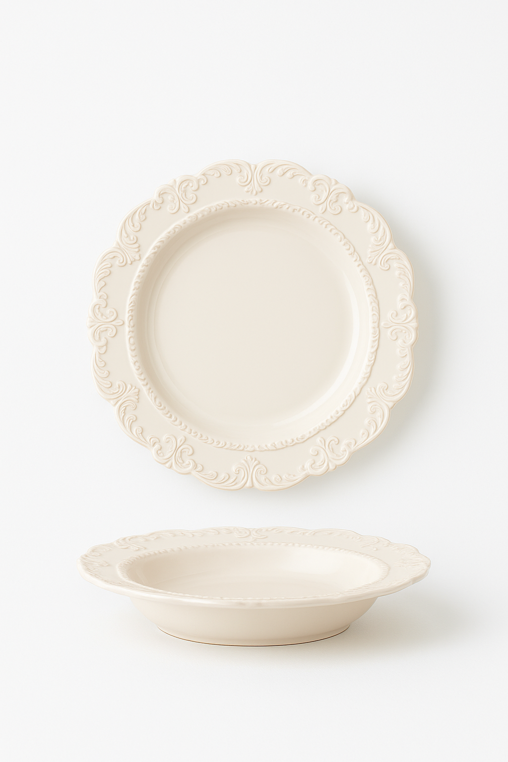 Service de table ceramique relief style vintage restaurant - vue 2 sur 3