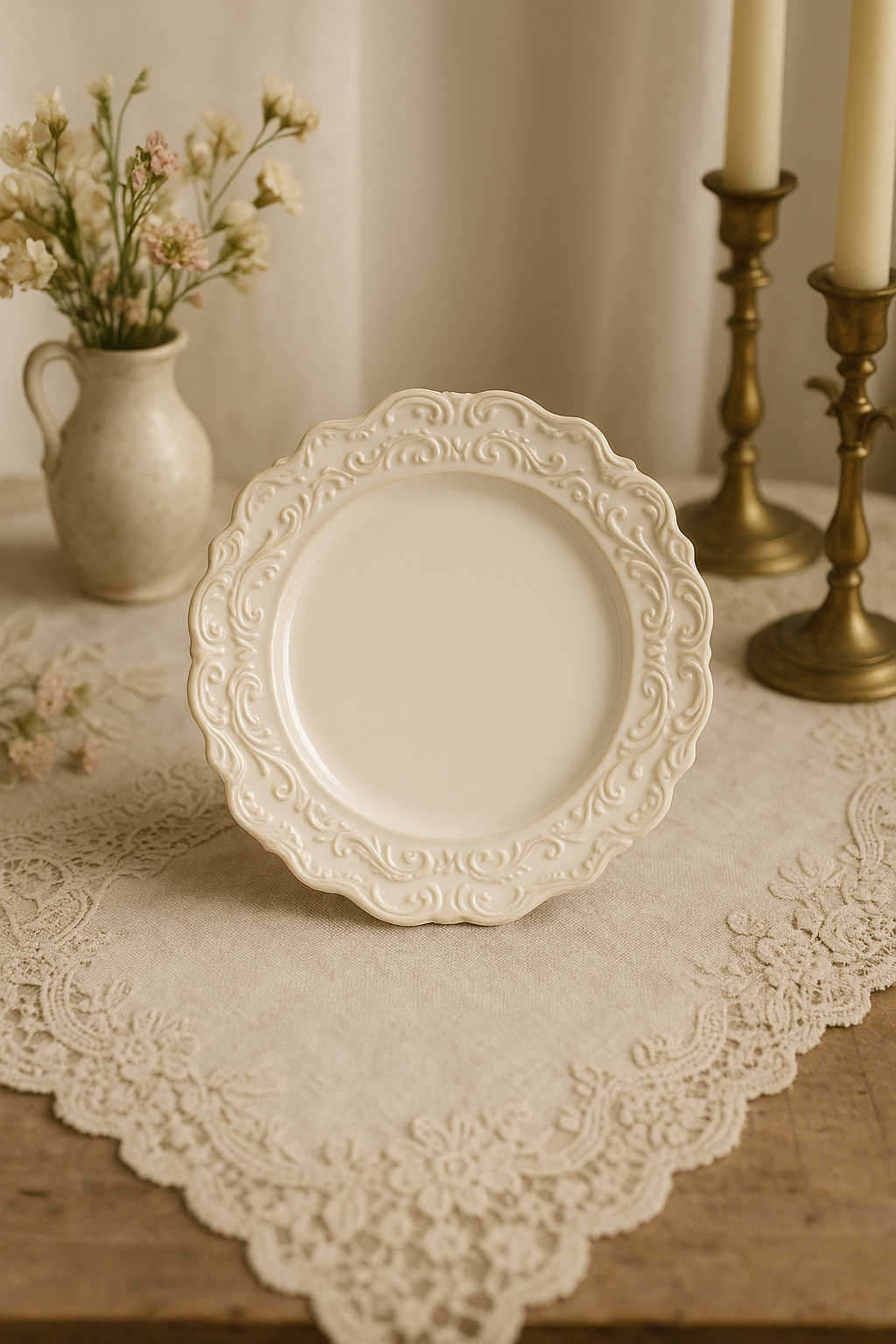 Service de table ceramique relief style vintage restaurant - vue 3 sur 3