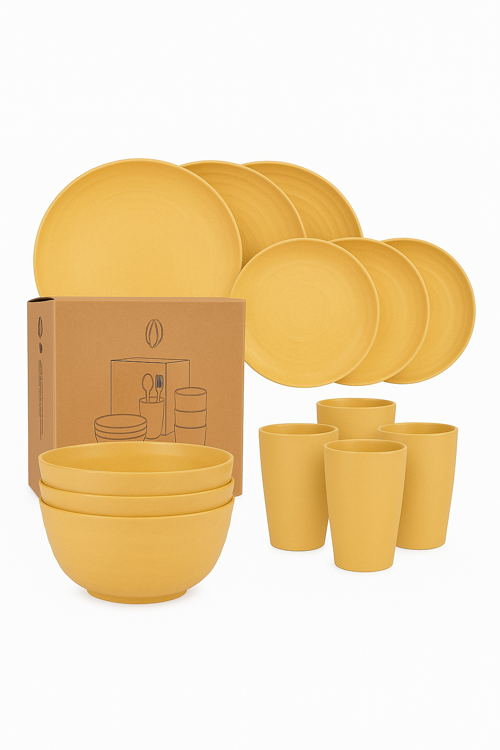Service de table paille de blé incassable camping - vue 2 sur 2