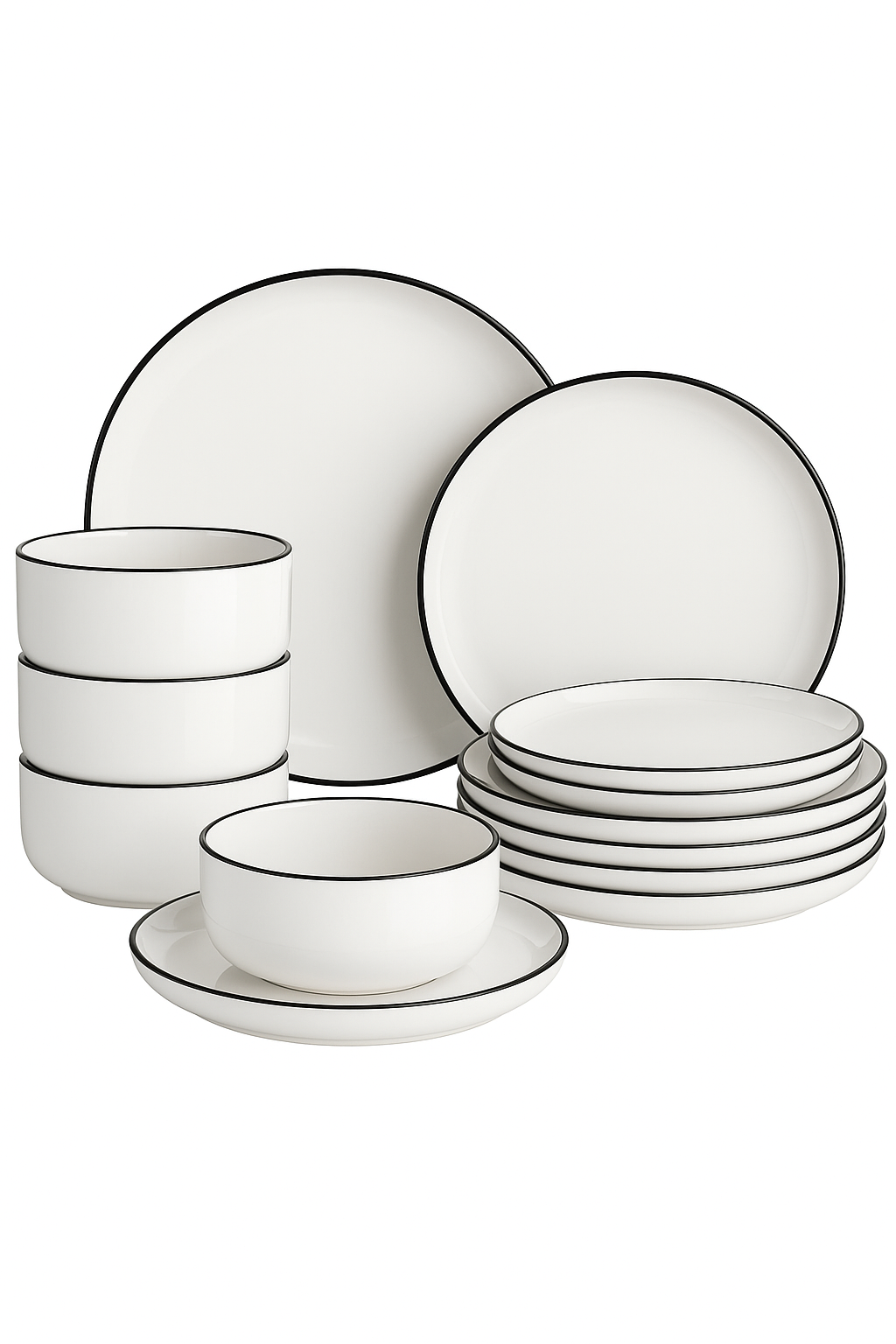 Service de table porcelaine bordure style moderne 4 personnes