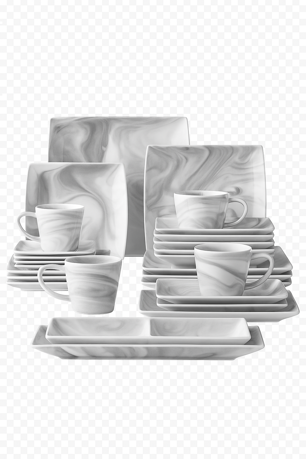 Service de table porcelaine effet marbre 32 pieces