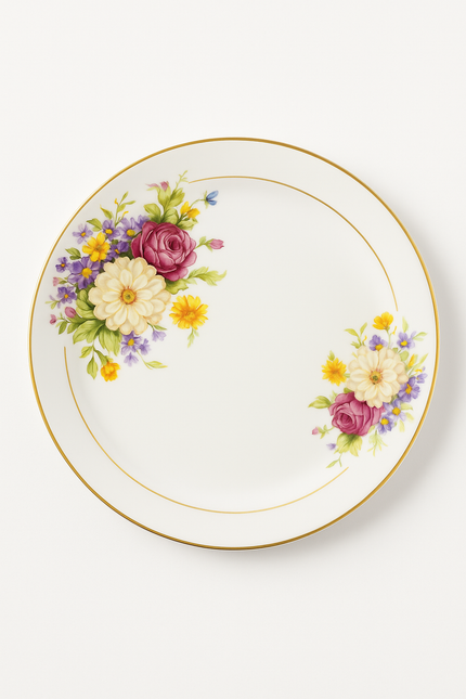 Service de table porcelaine fine florale personnalisable occidental