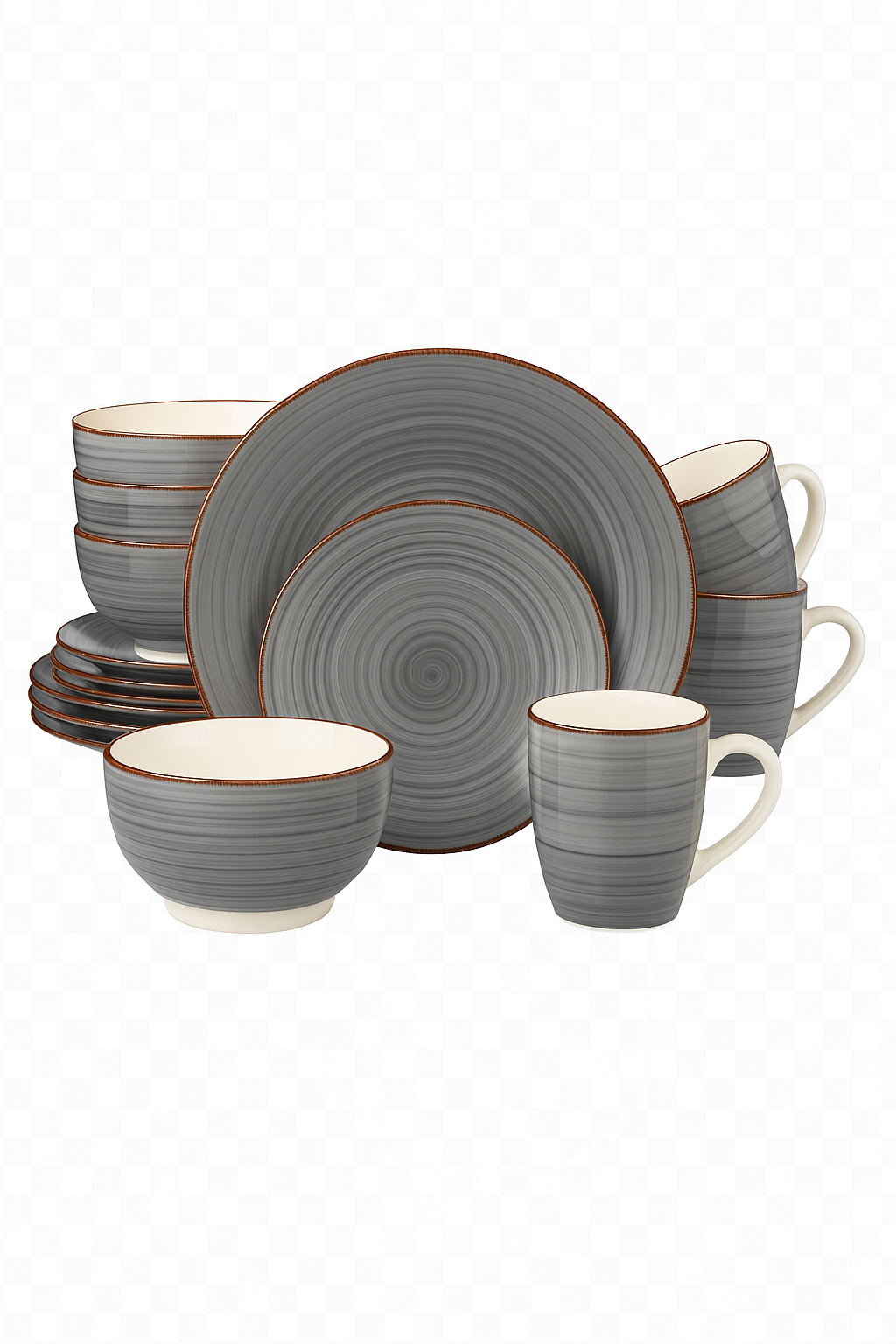 Service de table porcelaine vintage rayures 16 pieces