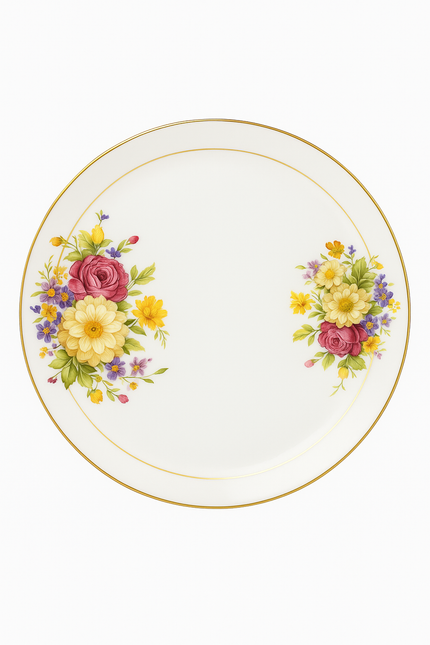 Service table porcelaine fine motif floral personnalisable occidental