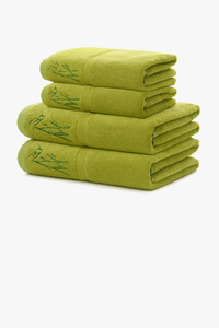 Serviette de bain bambou ultra absorbante unie brodée