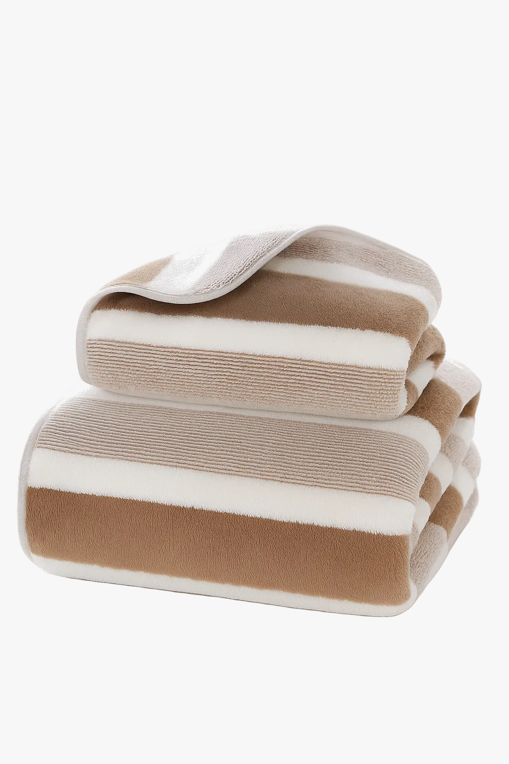 serviette de bain polaire corail rayures absorbante cheveux