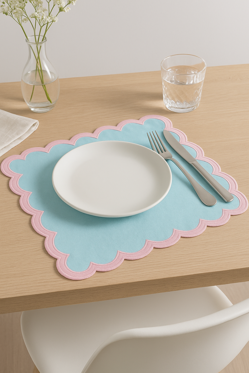 set de table coquillage style marin coton lin