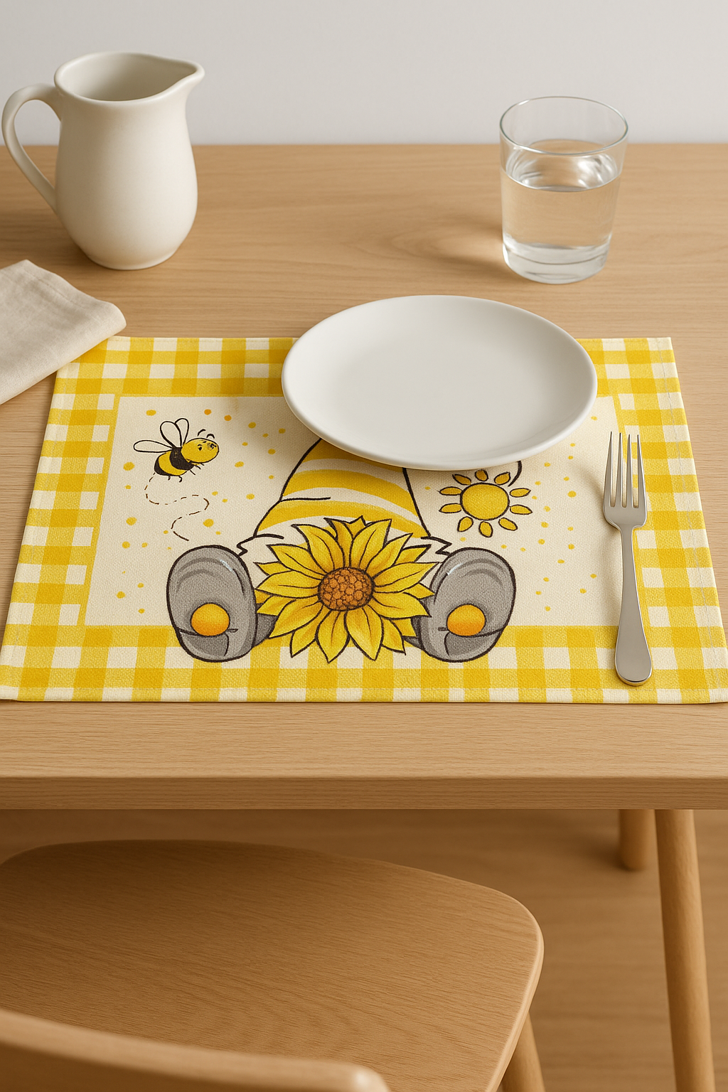 Set de table fleuri style bohème en lin