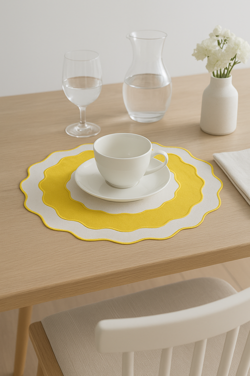Set de table lin brodé style classique lavable