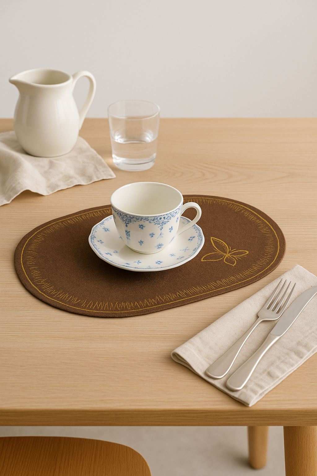 Set de table lin brodé style classique lavable