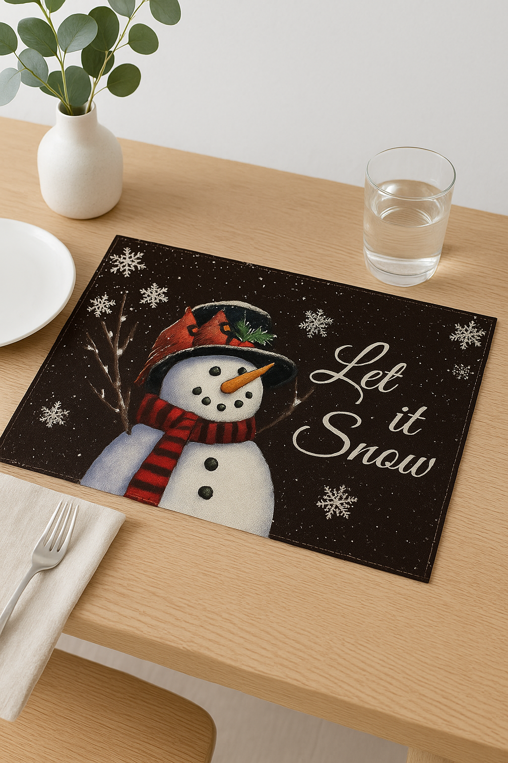 Set de table motif fleurs bohème en lin - vue 3 sur 2