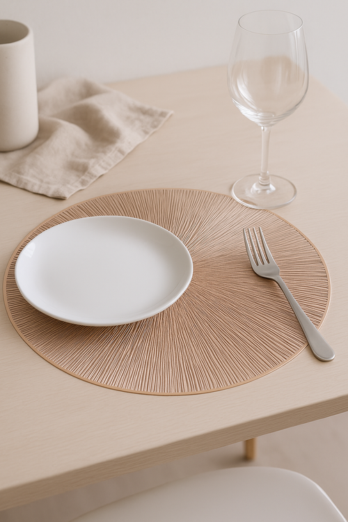 Set de table rond vinyle antiderapant lavable soleil