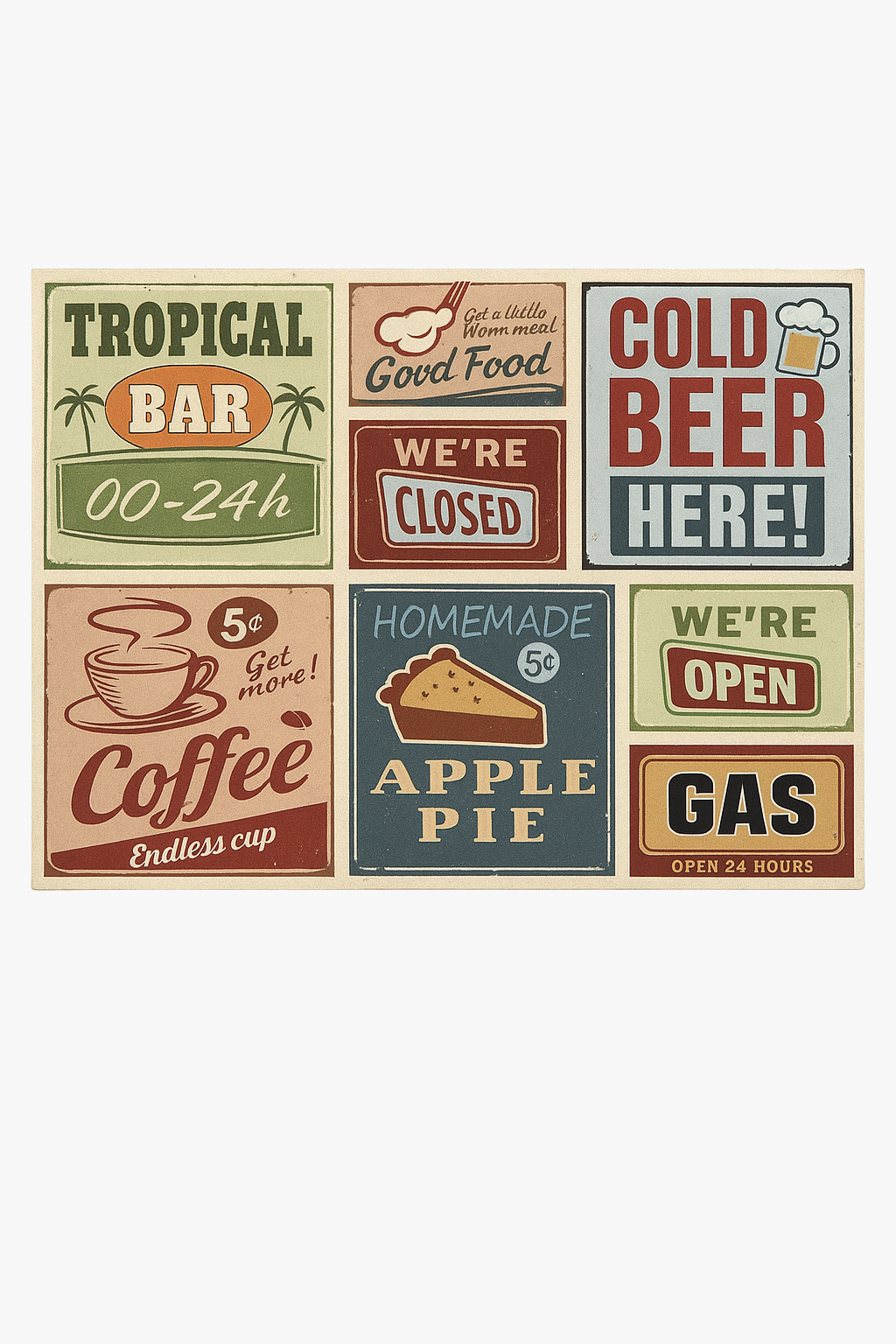 Set de table tropical rétro années 1950 lavable
