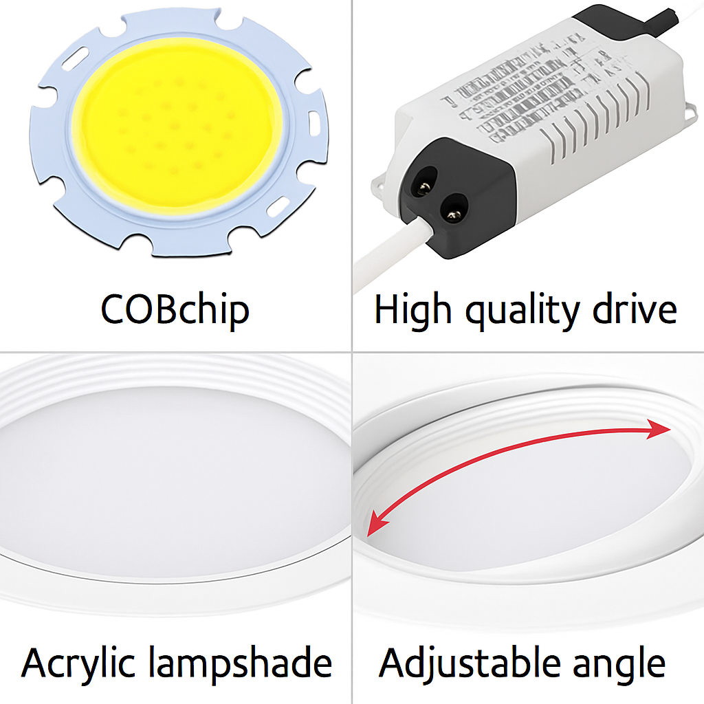 Spot Encastré Double LED Dimmable Downlight COB 7w 12w 15W 30W décoration chambre plafonnier AC 220V panneau LED lumières chambre d'hôtel - vue 5 sur 6