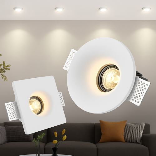 Spot encastré en gypse GU10 LED anti-éblouissant projecteur sans bordure intégré salon chambre allée éclairage domestique