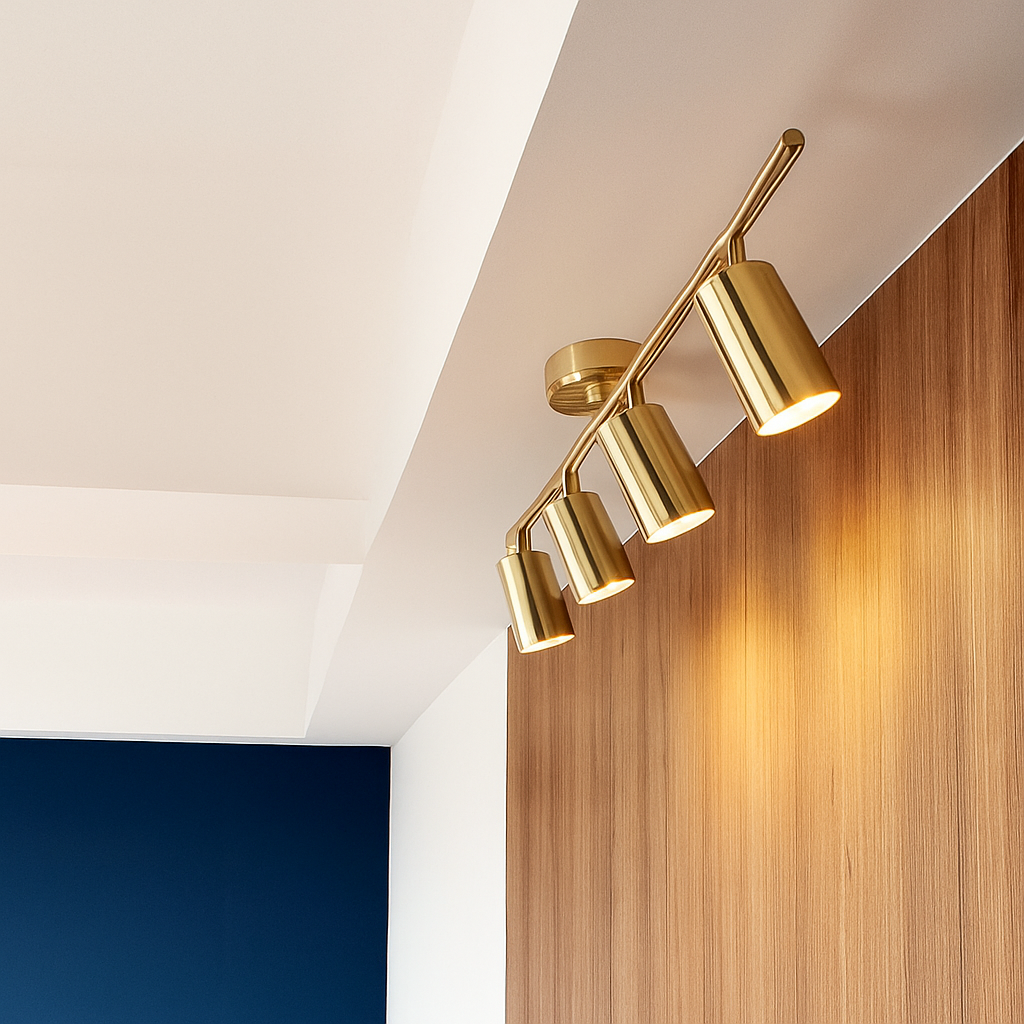 Spot moderne arrondi LED en métal doré - vue 4 sur 11
