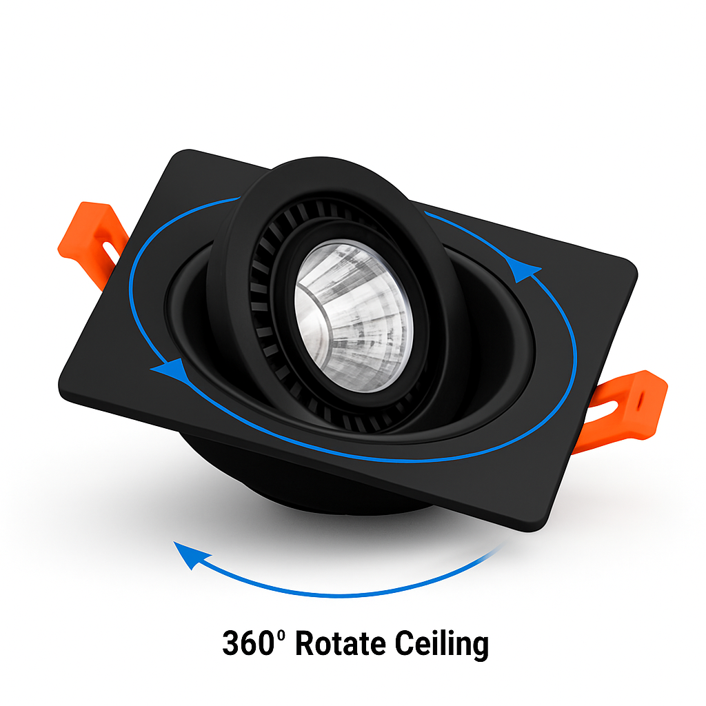 Spot moderne LED avec base carré et lumière rotative 360° Solal - vue 6 sur 6