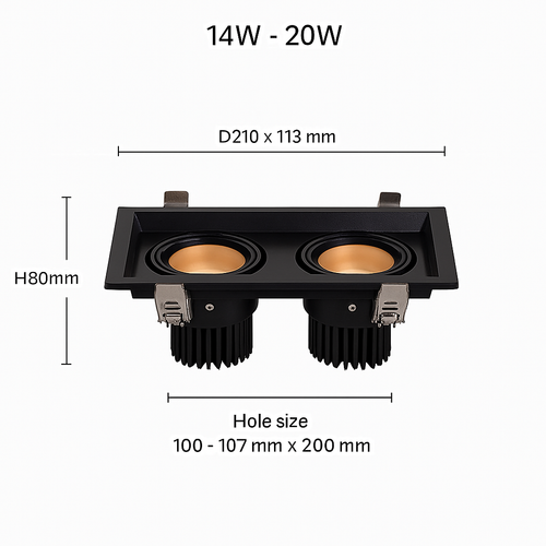 Spot moderne LED à focus réglable et forme encastrable carré Tiago