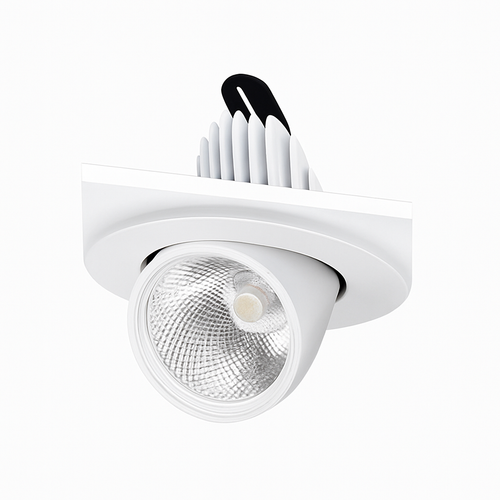 Spot rond à LED pivotable à 360° en aluminium blanc