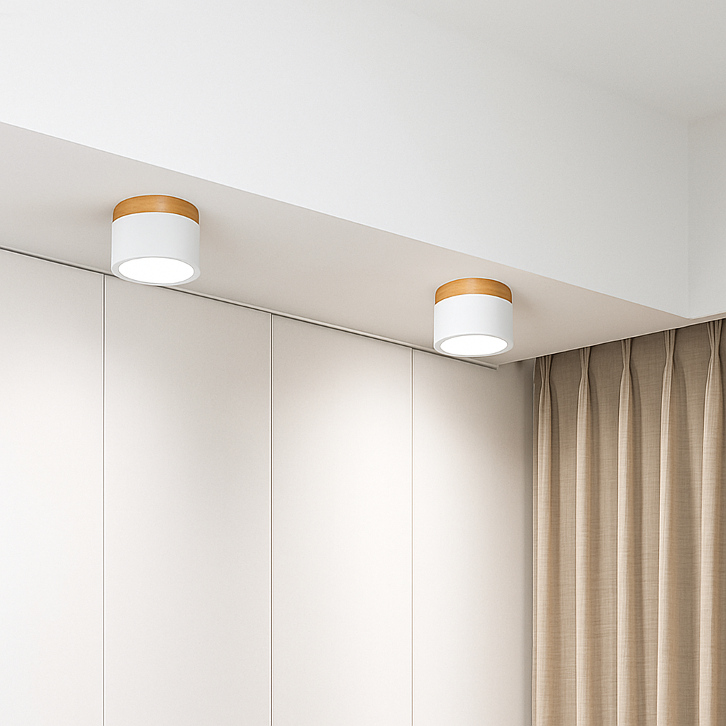 Spots LED cylindrique à base en bois Botimi - vue 10 sur 12
