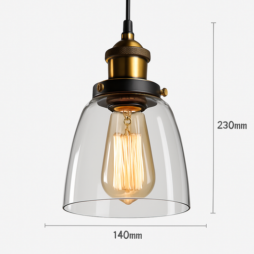 Suspension avec abat-jour en verre Loft