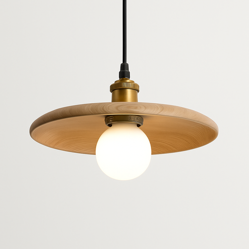 Pendelleuchte aus Holz in Ufo-Form - vue 2 sur 12