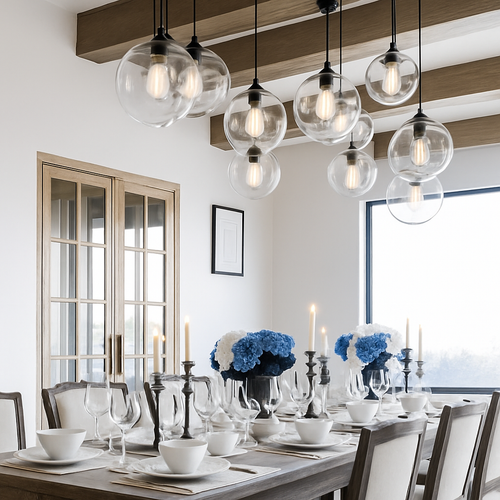 Suspension boule en verre moderne Clear