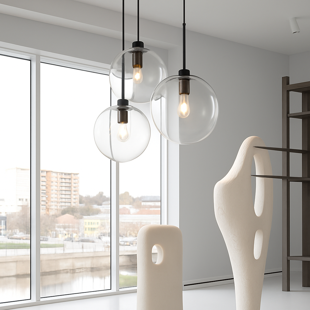 Suspension boules en verre et tige - vue 5 sur 22