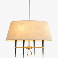 suspension circulaire en tissu style chinois avec lustre cuivré