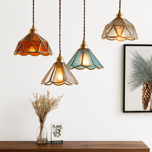 suspension conique en verre Style japonais Vintage