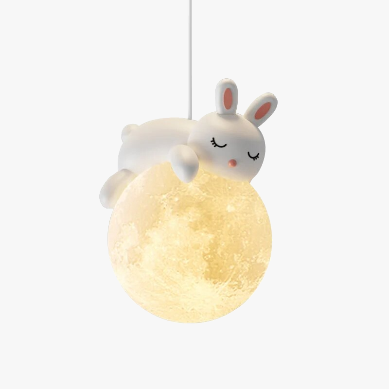Suspension créative avec boule et lapin ou ours allongé