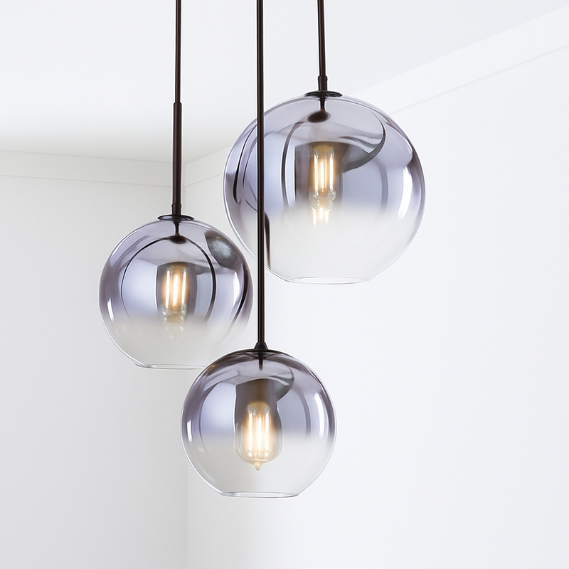 Suspension design boule en verre ambré Loft