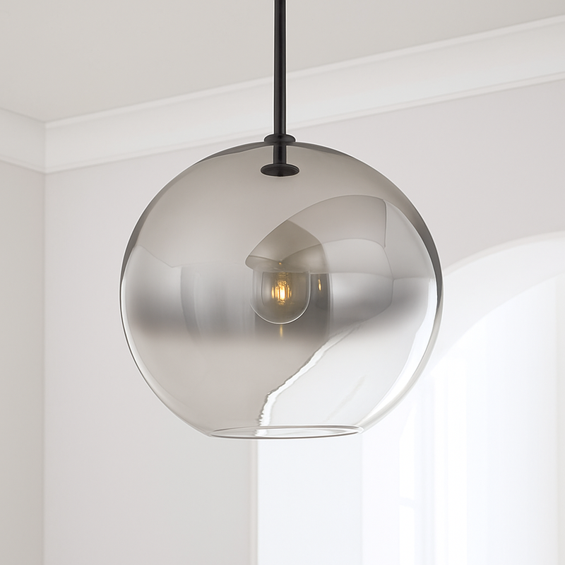 Suspension design boule en verre ambré Loft
