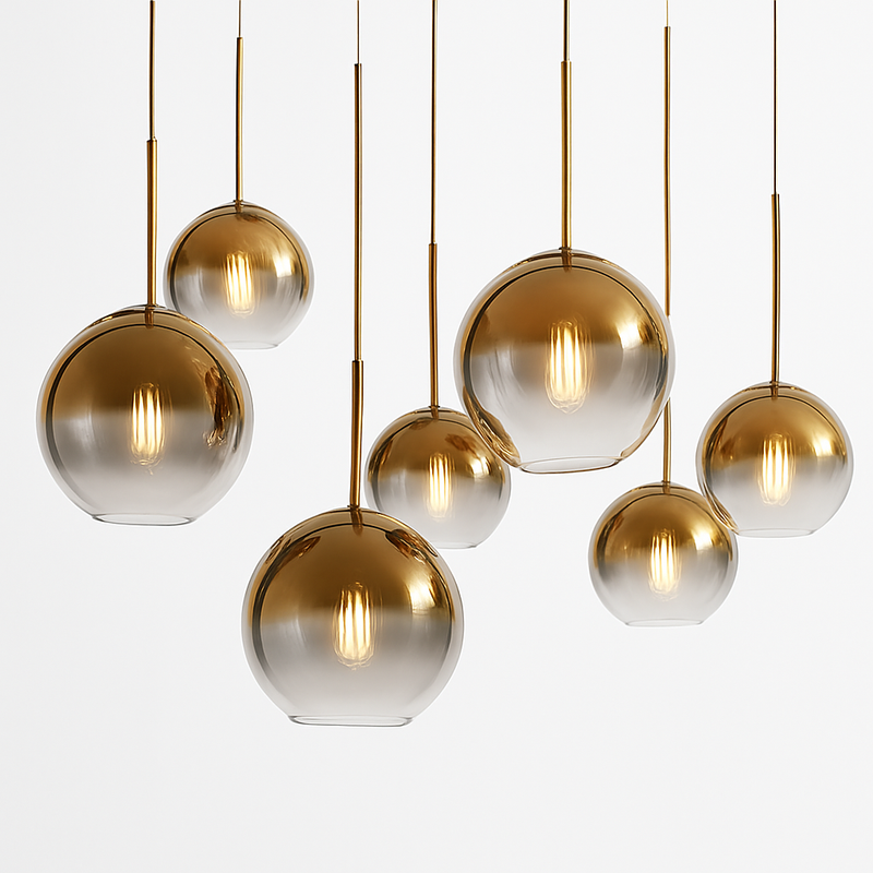 Suspension design boule en verre ambré Loft