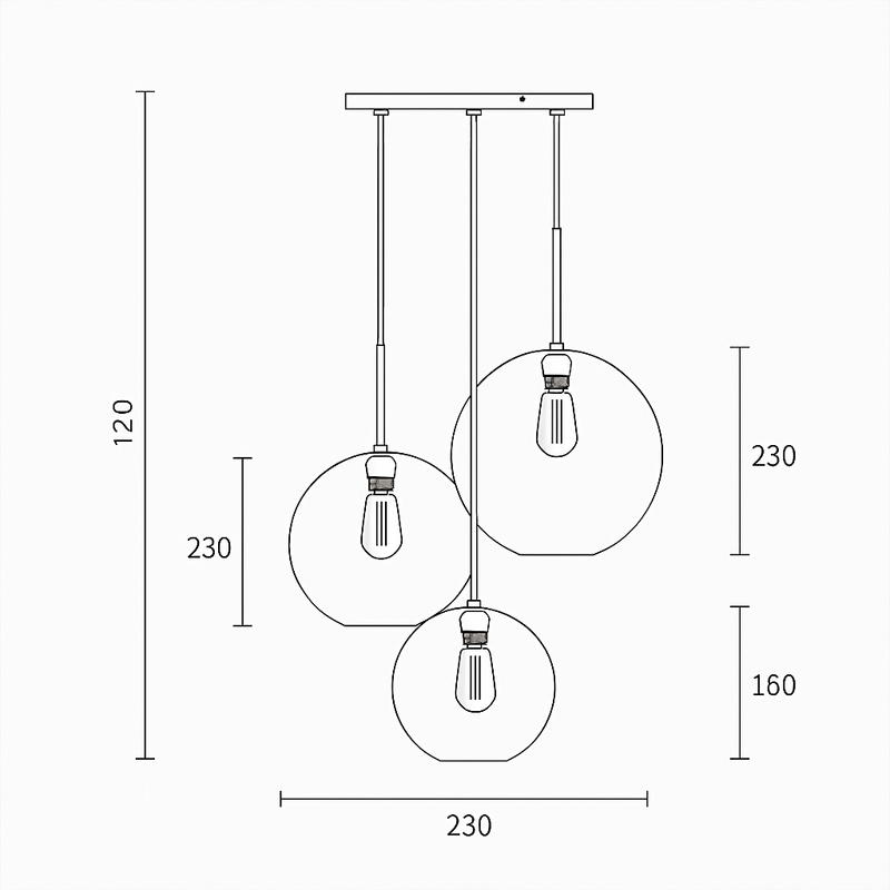 Suspension design boule en verre ambré Loft