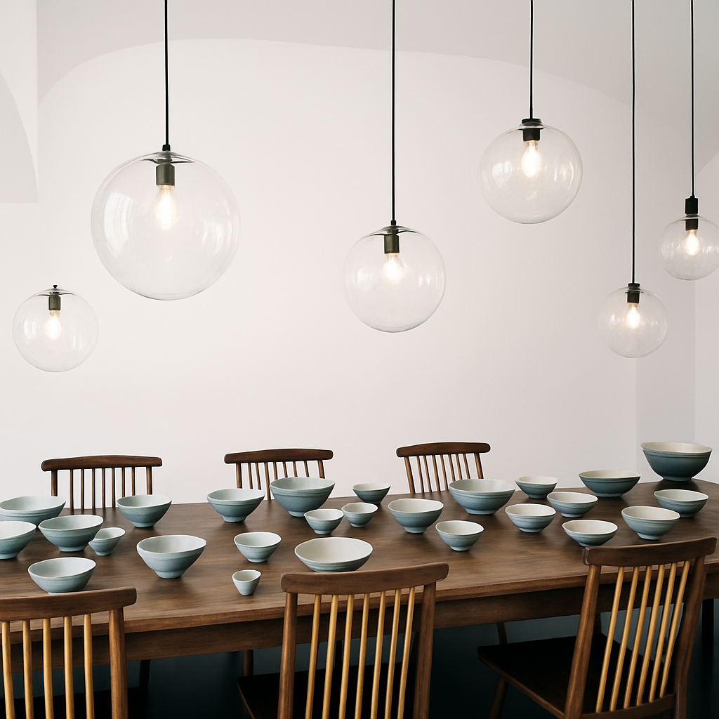 Suspension design boule en verre à LED rose gold ou noire - vue 4 sur 6