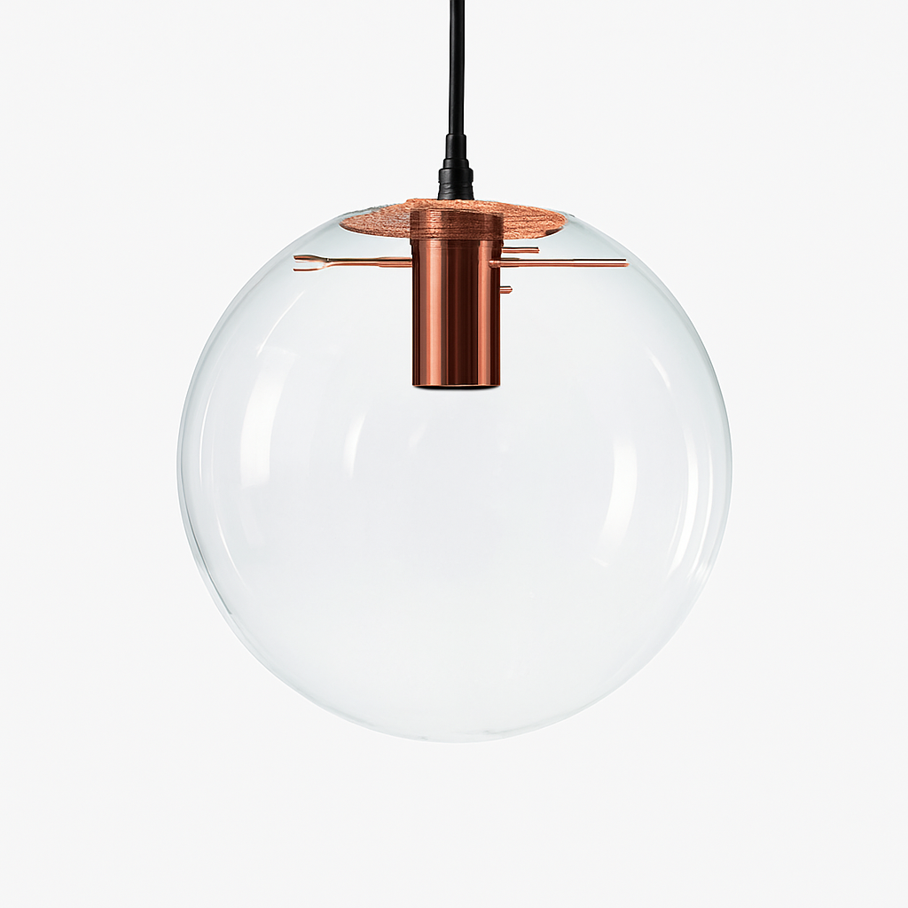 Suspension design boule en verre à LED rose gold ou noire - vue 6 sur 6