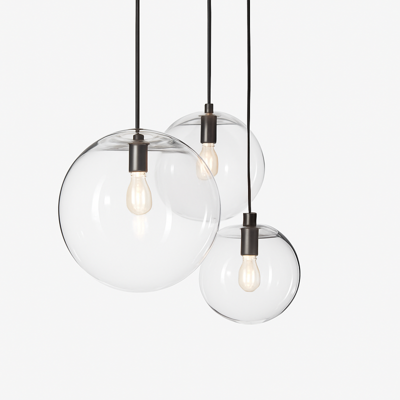 Suspension design boule en verre (noir ou rose gold)