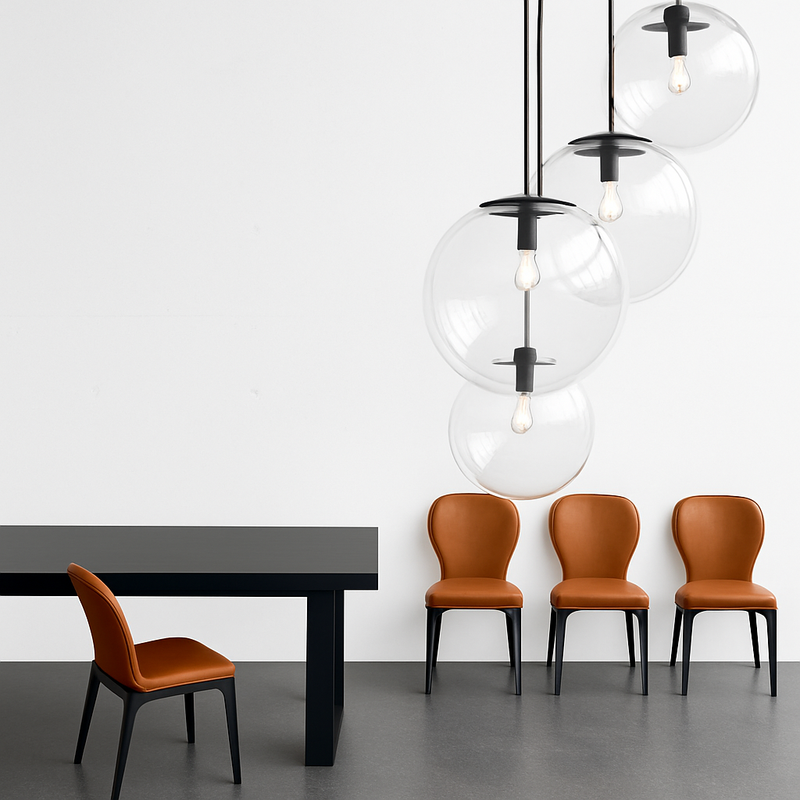 Suspension design boule en verre (noir ou rose gold)